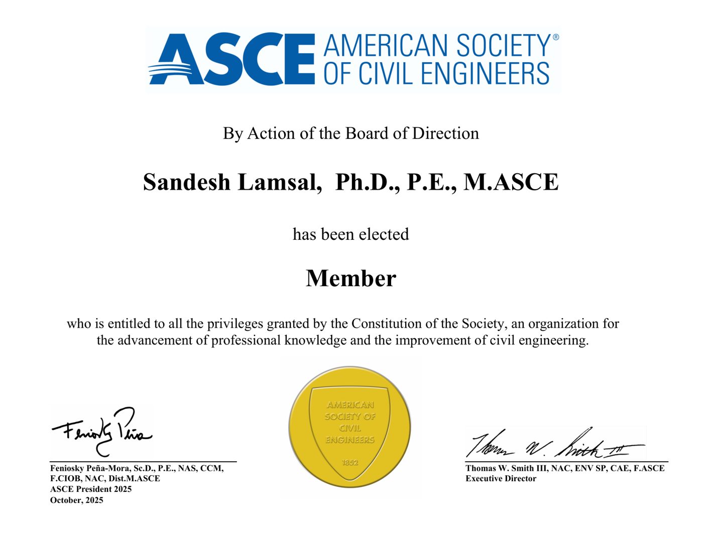Member, ASCE – American Society of Civil Engineers